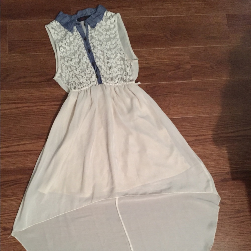 Cream & Chambray high low dress